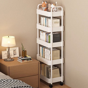 Customizable 4-Layer Movable Plastic Multi-Functional <b>Storage</b> <b>Cart</b> Rack for Bedroom Living Room Kitchen Bathroom-Huyo OEM Model - Product Image 4