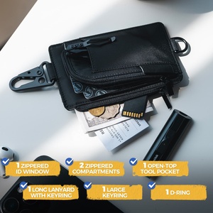 TILONSTAR TVW153 Fashion Slim Outdoor Hiking Travel ID Credit Card Holder Water Resistant Zip Pocket <b>Key</b> <b>Wallet</b> with Carabiner - Product Image 3