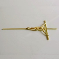 Cruz Metálica de Estilo Europeo D051N para Accesorios de Ataúd, 45x18cm, Acabado Pulido en Color Oro Antiguo