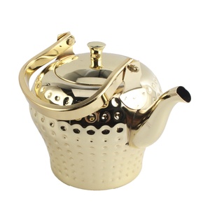 Bouilloire en cuivre doré avec couvercle, design vintage, pour la préparation du thé - Product Image 5