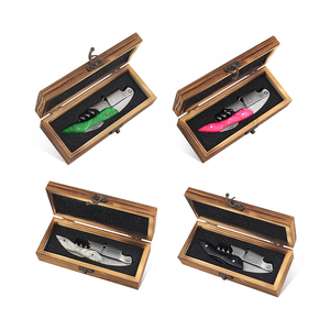 Le plus récent emballage en bois clé de vin tire-bouchon Souvenirs de mariage tire-bouchon ouvre-bouteilles de vin tire-bouchon manuel en acier inoxydable - Product Image 5
