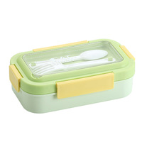 AHLE1089/Boîte à lunch portable à trois compartiments pour étudiants et employés de bureau, conservation de la chaleur, récipient alimentaire en plastique de 0 à 1 L
