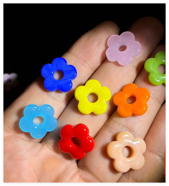 Wholesale Murano Hollow Flower Charm Lampwork Glass Beads 16mm Bulk DIY Jewelry Making Pendant Necklaces Diy Crafts Decor Gifts
