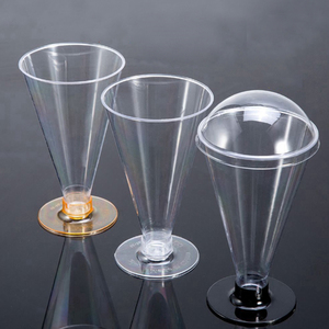 PS Transparent <strong>Plastic</strong> Ice Cream Dessert <strong>Cup</strong> With Lid,6.8oz <strong>Plastic</strong> Mousse Cake <strong>Cup</strong> Cocktail Goblet With Interchangeable Base