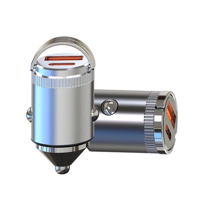 Fast Car Charger With Dual USB C Port 22.5W PD Metal Mini USB C Car Charging for iPhone 16 15 14 13 Pro Max iPad Samsung Huawei