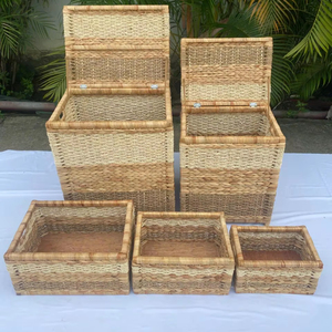 Handmade Seagrass Woven Storage Bin <b>Laundry</b> Hamper <b>Basket</b> From Vietnam - Product Image 1