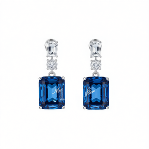 Boucles d'oreilles pendantes en topaze bleue Muse, argent 925, sertissage griffe, bijoux de fête classiques et géométriques pour femme - Product Image 1