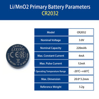 Pile bouton au lithium LiMnO2 CR2032 3V 220mAh pour carte mère d'ordinateur CE CB, télécommandes, jouets et balances électroniques