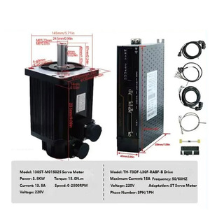 ชุดมอเตอร์ไฟฟ้ากระแสสลับเฟสเดียวขนาดใหญ่ 130ST M15025 208-230/240V 38KW 15Nm 2500Rpm T3DF ซีรีส์ T3 พร้อมไดรเวอร์ สำหรับเครื่องแกะสลัก CNC และเครื่องกลึง - Product Image 6