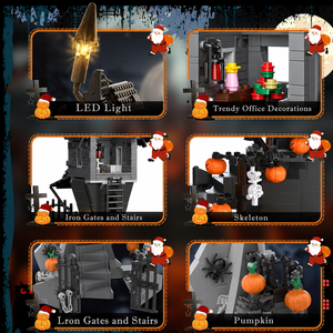 Set di Costruzioni Castello Infestato di Halloween 564 Pezzi con Luci LED, Zucca, Ragnatela, Scheletro - Giocattolo Fai-da-te per Bambini, Regalo Perfetto - Product Image 3