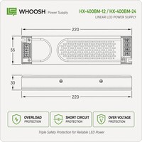 Alimentation LED ultra-mince 400W 12V AC/DC, transformateur driver mince 400W pour caisson lumineux, signalétique et éclairage intérieur
