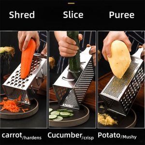 <b>Kitchen</b> <b>Gadget</b> 4-Sided Stainless Steel Box Grater with Handle Manual Cheese Zester for Vegetable & Lemon <b>Kitchen</b> Specialty <b>Tool</b> - Product Image 4