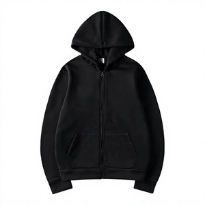 Sudadera con Capucha Negra Unisex Bloodline, Cierre de Cremallera, Corte Regular, Color Sólido, Informal, con Bolsillo Frontal, Transpirable, 100% Algodón, para Invierno - Product Image 1
