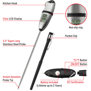 Fast Reading Digital Food Thermometer With Super Long Probe for Grill Candy Kitchen <b>BBQ</b> Smoker Oven Oil Milk - Product Image 2