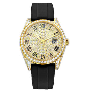 Reloj Mecánico de Lujo Dorado para Hombre, con Moissanita, Esfera con Fecha, Personalizable, Correa de Goma Multicolor Premium - Product Image 3