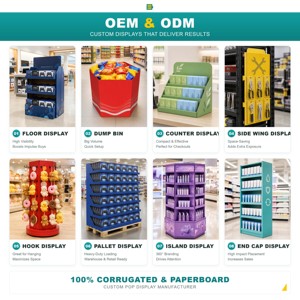 Support d'affichage en carton imprimé sur mesure, présentoir avec logo personnalisé, fabrication OEM, vente en gros directe d'usine, taille personnalisée, vente au détail - Product Image 4