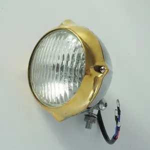 Cổ Điển Tùy Chỉnh Bike Đèn Pha 4.5 "Đánh Bóng Xe Máy Xe Máy LED Đèn Pha Với Brass Bezel Rõ Ràng Ống Kính