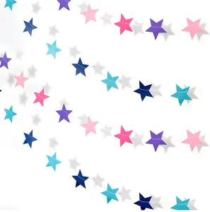 纸星圆形花环横幅生日快乐装饰婴儿淋浴用品婚礼派对彩带