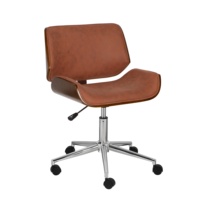 Chaise de bureau moderne en bois courbé, ergonomique, pivotante, avec roulettes, réglable en hauteur, en tissu