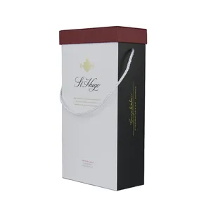 กล่องของขวัญไวน์2ขวดพร้อมที่จับเชือกกล่องของขวัญไวน์ปาร์ตี้งานแต่งงานหรูหรากล่องของขวัญสำหรับดื่ม