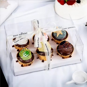 กล่องอะคริลิคใสสีดำราคาประหยัดสำหรับใส่เค้กคริสต์มาส เบเกอรี่ ช็อกโกแลต มาการอง กล่องของขวัญกระดาษพร้อมโลโก้สำหรับบรรจุภัณฑ์ - Product Image 3