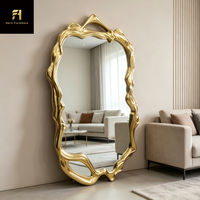 Miroir sur pied de luxe italien doré, décor artistique irrégulier, miroir mural créatif français, personnalisable pour hôtel