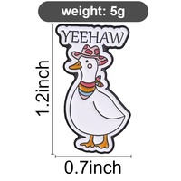 Broche en émail motif Canard Cowboy Western YEEHAW, amusante, en alliage de zinc blanc, pour sac à dos, veste, décoration, vente en gros