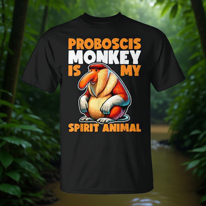 Camiseta Proboscis Monkey con diseño de Spirit Animal, color negro, unisex, talla para adultos - Product Image 3