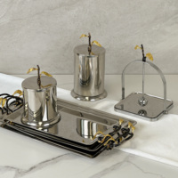 Golden Leaf Series Élégant Métal En Acier Inoxydable De Service Plateaux De Nourriture Poignées pour Fête Décor À La Maison Restaurant Hôtel Poli