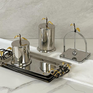 Golden Leaf Series Élégant Métal En Acier Inoxydable De Service Plateaux De Nourriture Poignées pour Fête Décor À La Maison Restaurant Hôtel Poli - Product Image 5