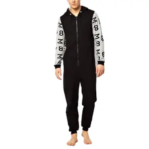 Pijama térmico con capucha para hombre adulto, mono de lana de una pieza con mangas estampadas, ropa de invierno