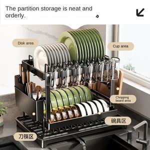 رف تخزين معدني للمطبخ من طبقة واحدة عابر للحدود سهل التركيب حوض قابل للطي سلة أطباق ورف أطباق - Product Image 2