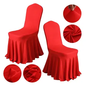Hot Selling High-End Hotel Wedding Banquet Solid Color Sundress Chair Decorative Cover, Spot Polyester Chair Cover