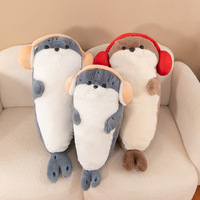 Peluche phoque ultra-douce avec écouteurs intégrés, coussin de sommeil mignon à câliner, poupée phoque pour le sommeil, rembourrage en polyester et coton PP, vente en gros