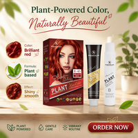 Crème colorante capillaire semi-permanente à base de plantes biologiques professionnelle, sans ammoniaque, sans irritation, couleur rouge brillante pour supermarché