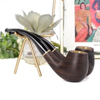 MUXIANG 3 en 1 Pipe à tabac en bois d'ébène naturel de qualité supérieure porte-Cigarette avec bol en laiton avec embout en bois wengen