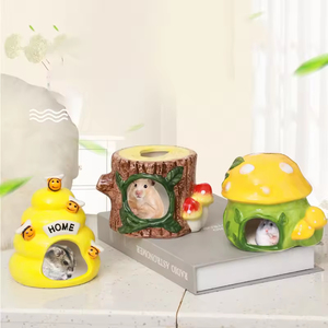 <span class=keywords><strong>Nido</strong></span> in Ceramica per Criceti, Rinfrescante per l'Estate, Design Creativo a Tronco d'Albero/Fungo/Ape, Cuccia in Ceramica per Piccoli Animali - Product Image 1
