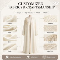 Modeste broderie ouverte Abaya perles Cardigan femmes musulmanes robe deux pièces hiver Abaya Maxi robe OEM Service à manches longues