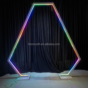 SMS Modern LED Wedding Walkway Stage <b>Backdrop</b> Decoration <b>Stand</b> Durable Geometric Metal <b>Backdrop</b> <b>Stand</b> LED Arch Wedding Supplier - Product Image 4