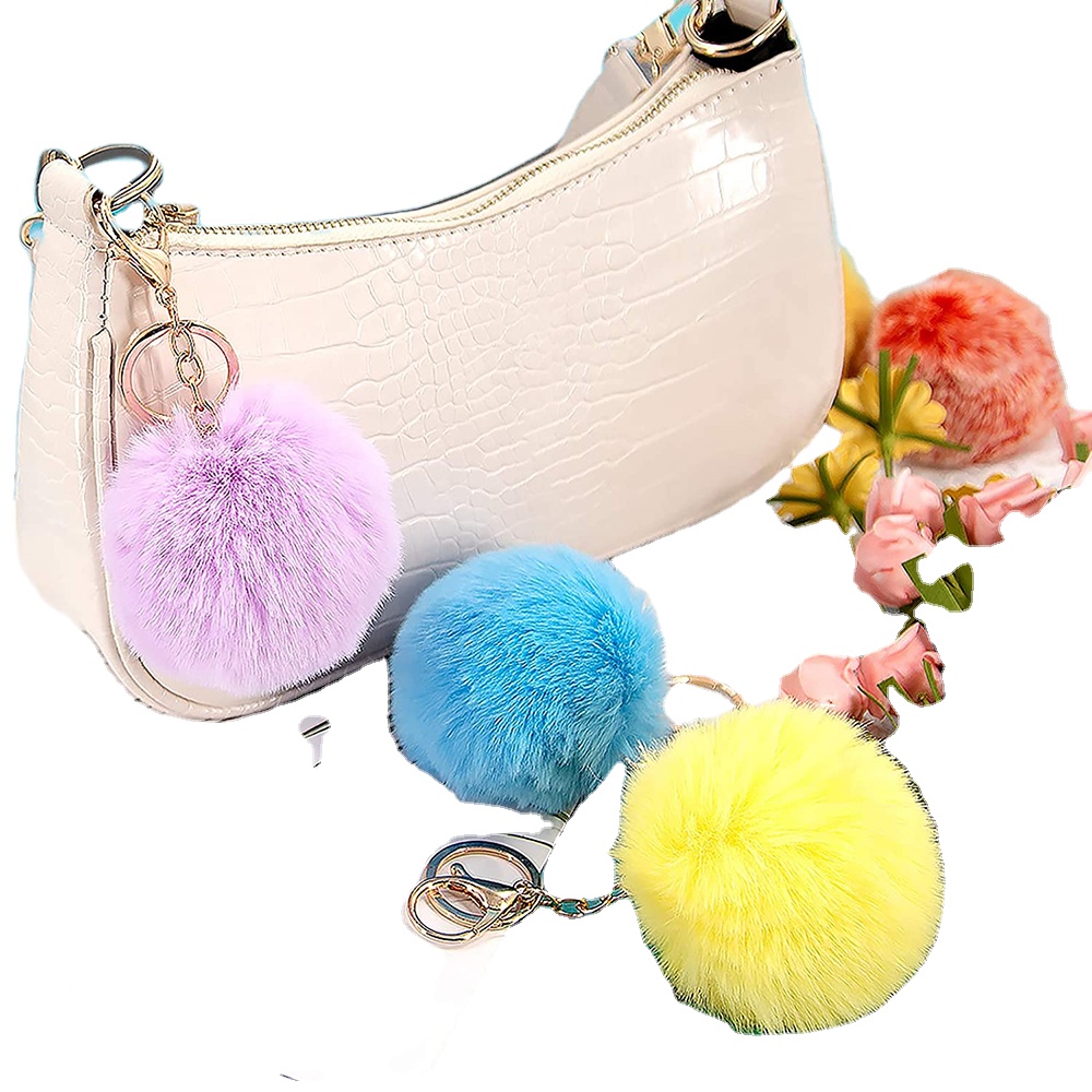 Лидер продаж 2021, дешевый персонализированный простой стиль, пушистый милый 8 см брелок с помпоном из искусственного меха
