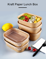Récipient de papier jetable épais Kraft Chinesse pour aliments chauds en papier pour salade Dessert Snack à emporter