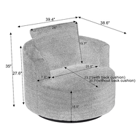 Fauteuil de loisirs pivotant à 360°, compressible, durable, doux, confortable et moderne pour hôtel, salon, chambre, appartement, bureau