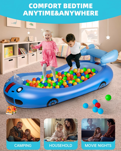 Cama Inflable Infantil con Forma de Auto de Carreras Azul para Niños Pequeños, para Viajes, Campamentos, Hogar y Hotel - Product Image 3