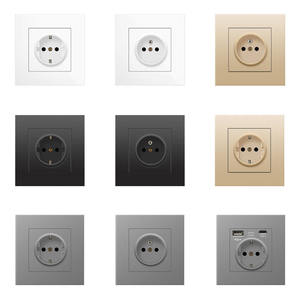 Painel de vidro temperado preto de alta qualidade, padrão da UE, classe 86, tipo alemão, interruptor elétrico de parede - Product Image 3