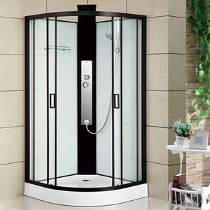 Cube <span class=keywords><strong>de</strong></span> <span class=keywords><strong>douche</strong></span> en aluminium noir <span class=keywords><strong>90x90</strong></span>, luxe européen, europe et chine, <span class=keywords><strong>porte</strong></span> coulissante - Product Image 2