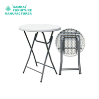 Table ronde pliante commerciale en HDPE, table de pub portable pour salon, événements en plein air