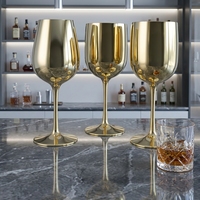 Gobelet à vin en plastique plaqué or, incassable, réutilisable, verre à vin rouge en plastique élégant, coupe à champagne en plastique pour mariage et fête