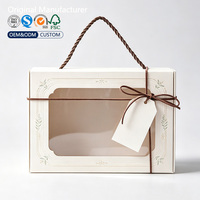 Boîte cadeau personnalisée pour gâteaux avec fenêtre, en papier recyclé, avec poignée, en carton ivoire de qualité alimentaire, emballage pour desserts, OEM ODM, impression personnalisée, boîte en carton rigide
