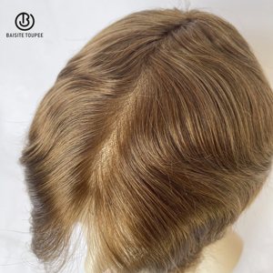 Virgin Human Hair Systems #5 Unidad de <span class=keywords><strong>color</strong></span> marrón claro 8x10 Super Toupee <span class=keywords><strong>para</strong></span> hombres blancos - Product Image 3