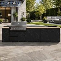 Armário de Cozinha Externo em Aço Inoxidável Premium com Churrasqueira, Queimador Lateral e Pia para Uso em Jardim ou Pátio